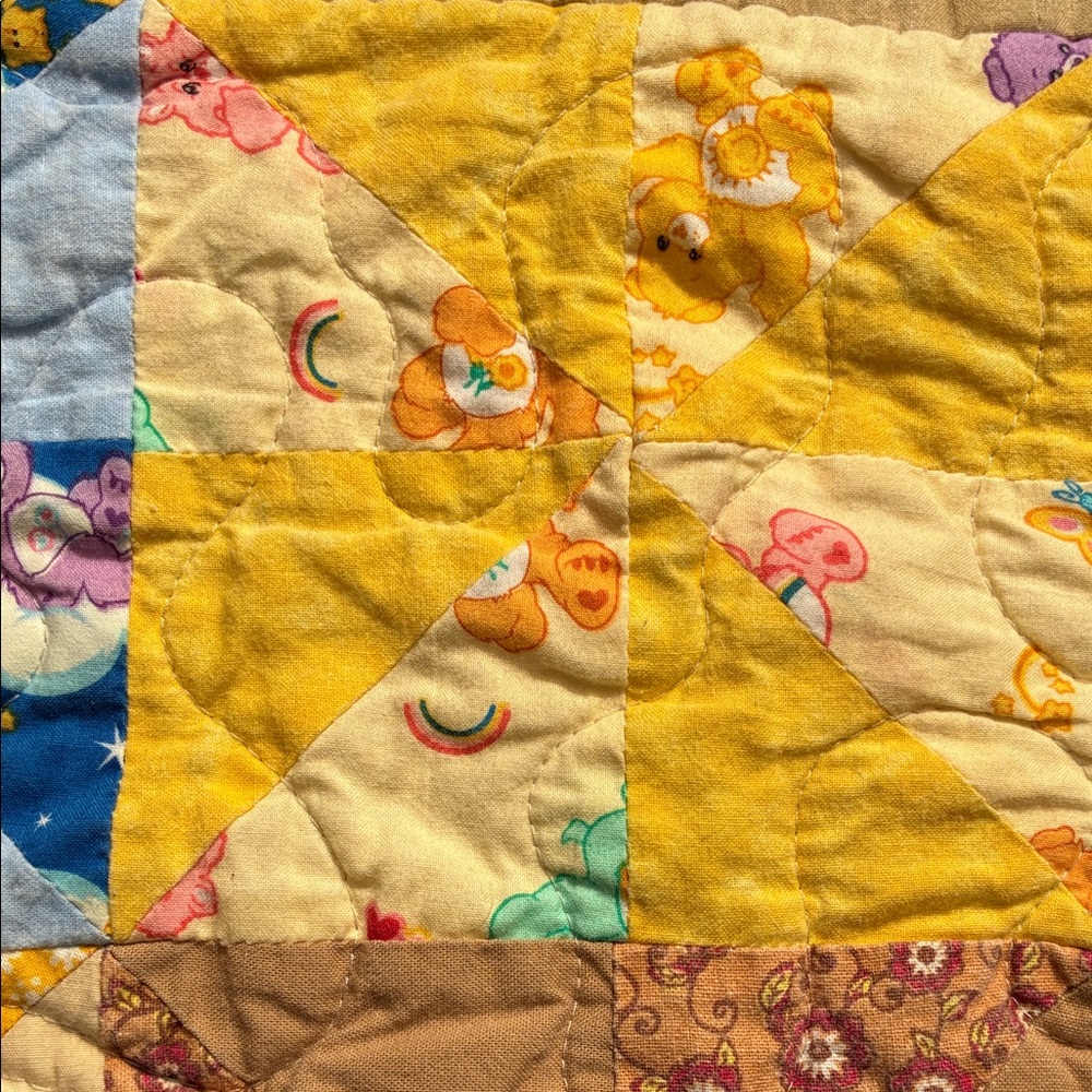 Colorful Handmade Patchwork Quilt Carebears - Picture 8 of 9